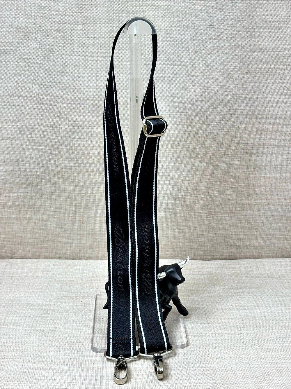 Brighton Black Logo Webbing Adjustable Crossbody Shoulder Bag Strap Silver Hardw